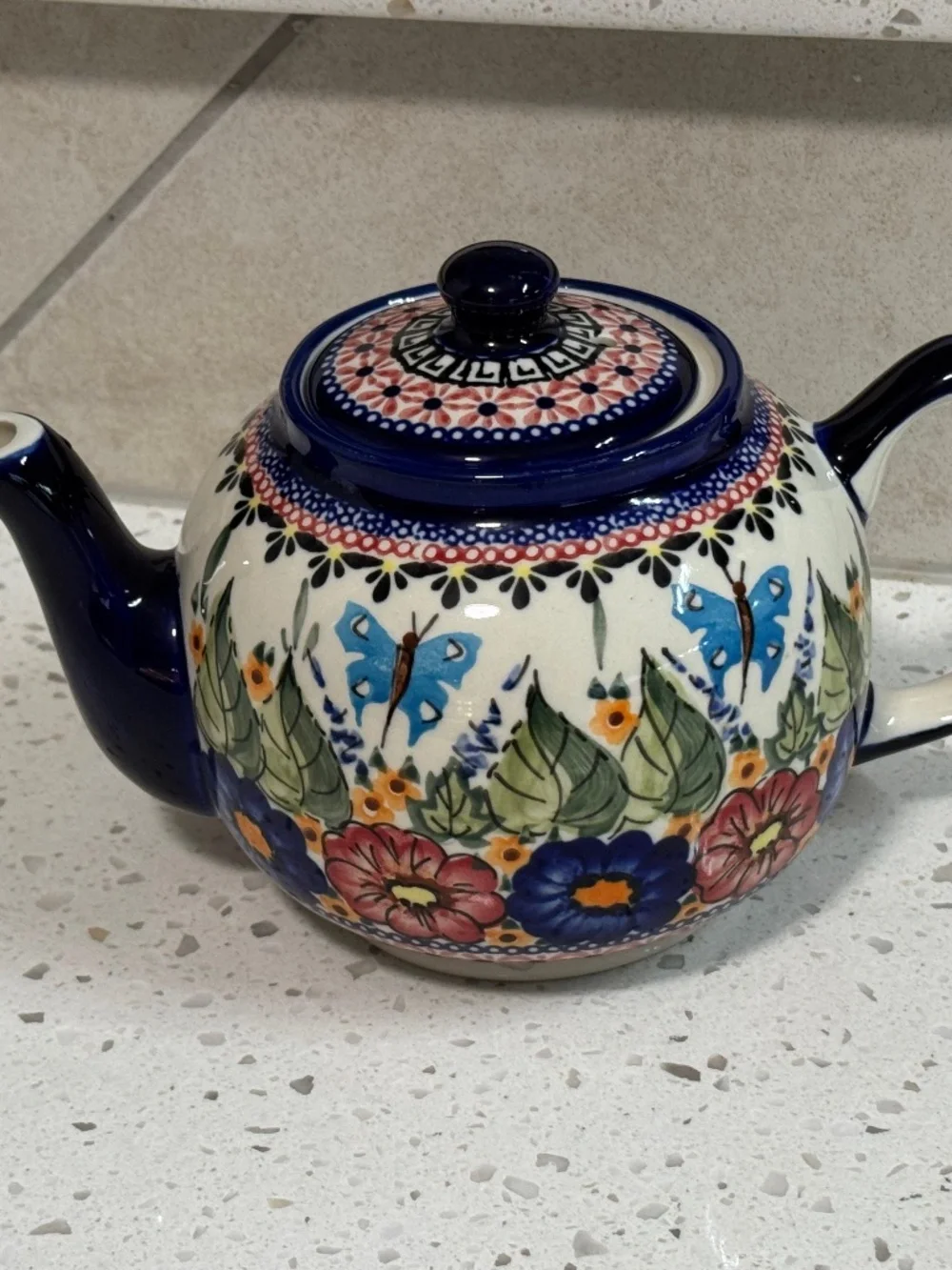 Unikat Hand Painted Polish Pottery Teapot
